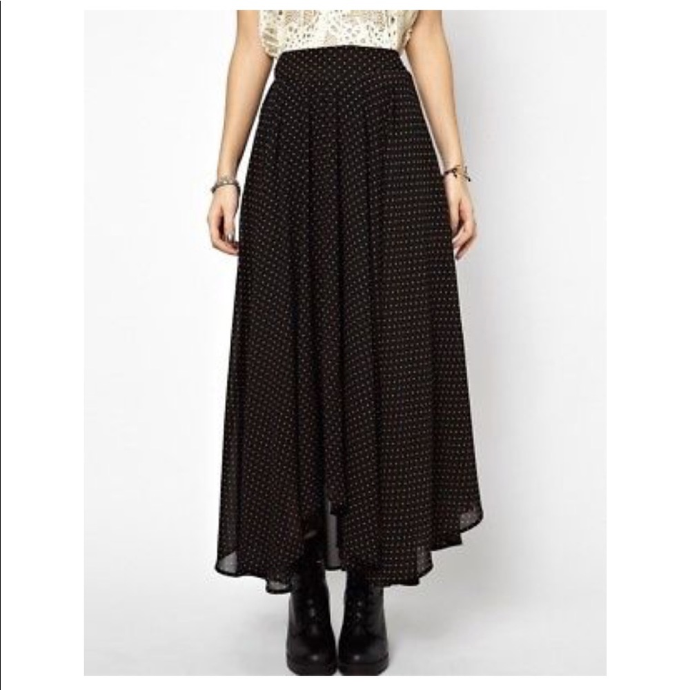 NWT Free People Lovely Lady Polka Dot Maxi Skirt